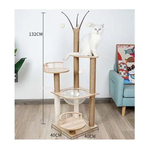 Ansamblu de joaca pentru pisici, culoare crem, 40x40x132cm - BUZ.RO