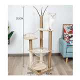 Ansamblu de joaca pentru pisici, culoare crem, 40x40x132cm - BUZ.RO