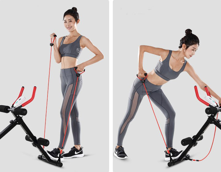 Aparat de fitness multifunctional pentru abdomene cu corzi incluse, display