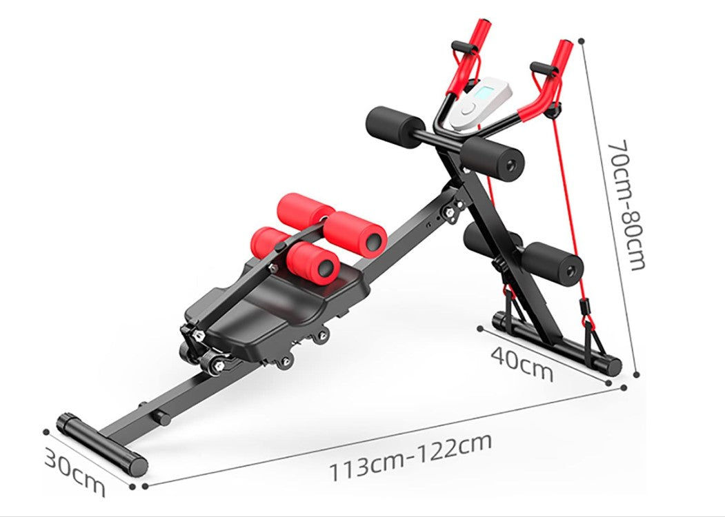 Aparat de fitness multifunctional pentru abdomene cu corzi incluse, display