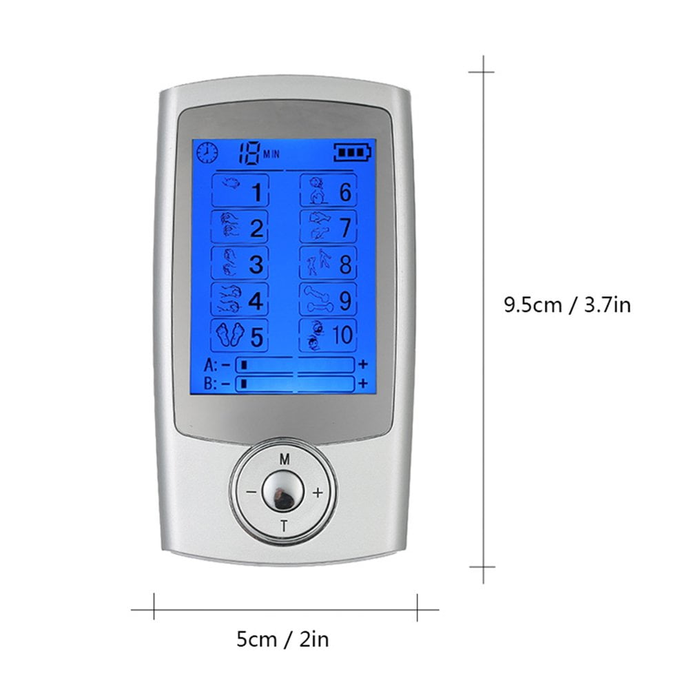 Aparat de masaj cu electrostimulare, terapia durerii, cu 4 electrozi, gri