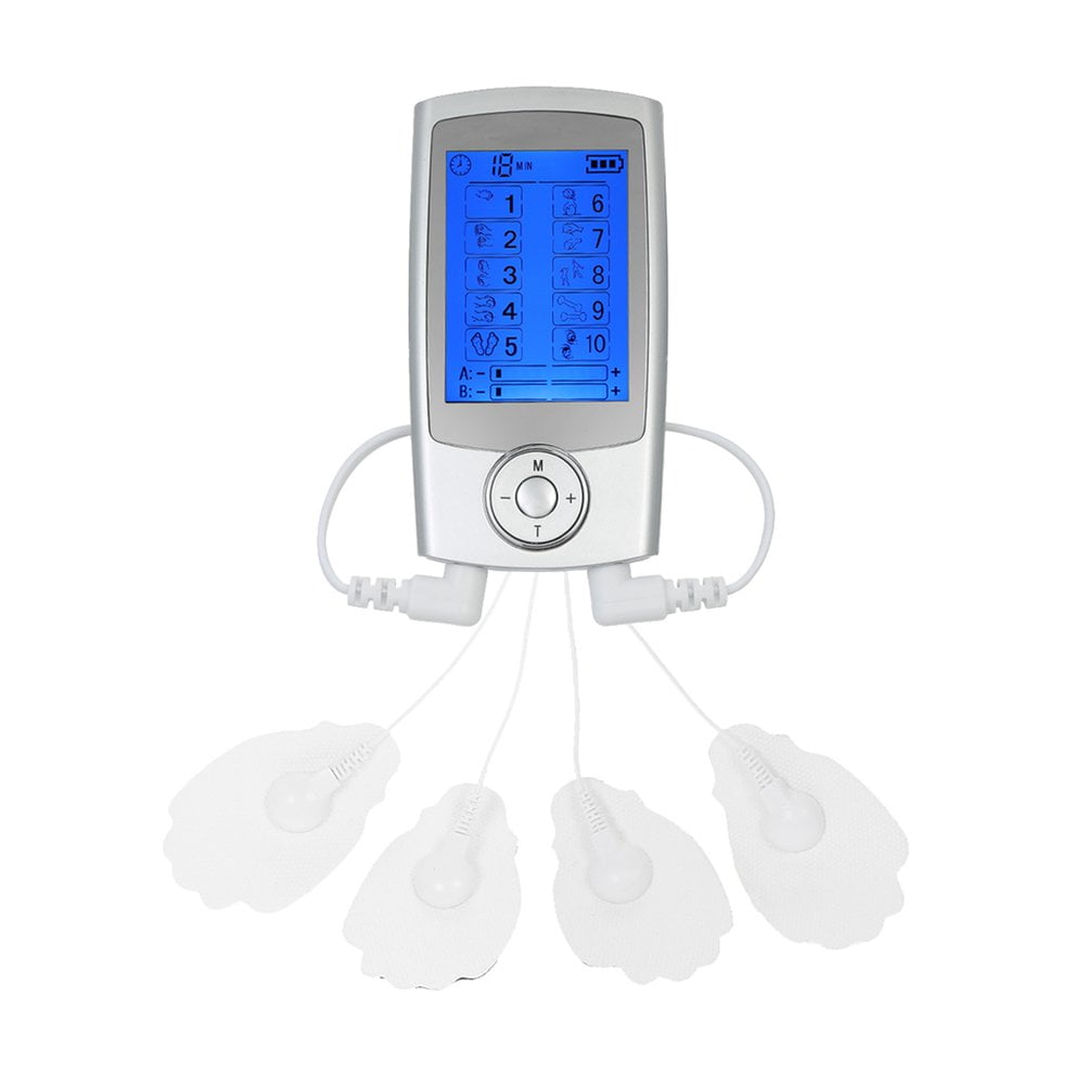 Aparat de masaj cu electrostimulare, terapia durerii, cu 4 electrozi, gri
