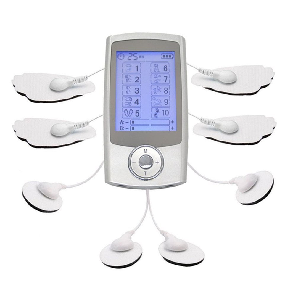 Aparat de masaj cu electrostimulare, terapia durerii, cu 4 electrozi, gri