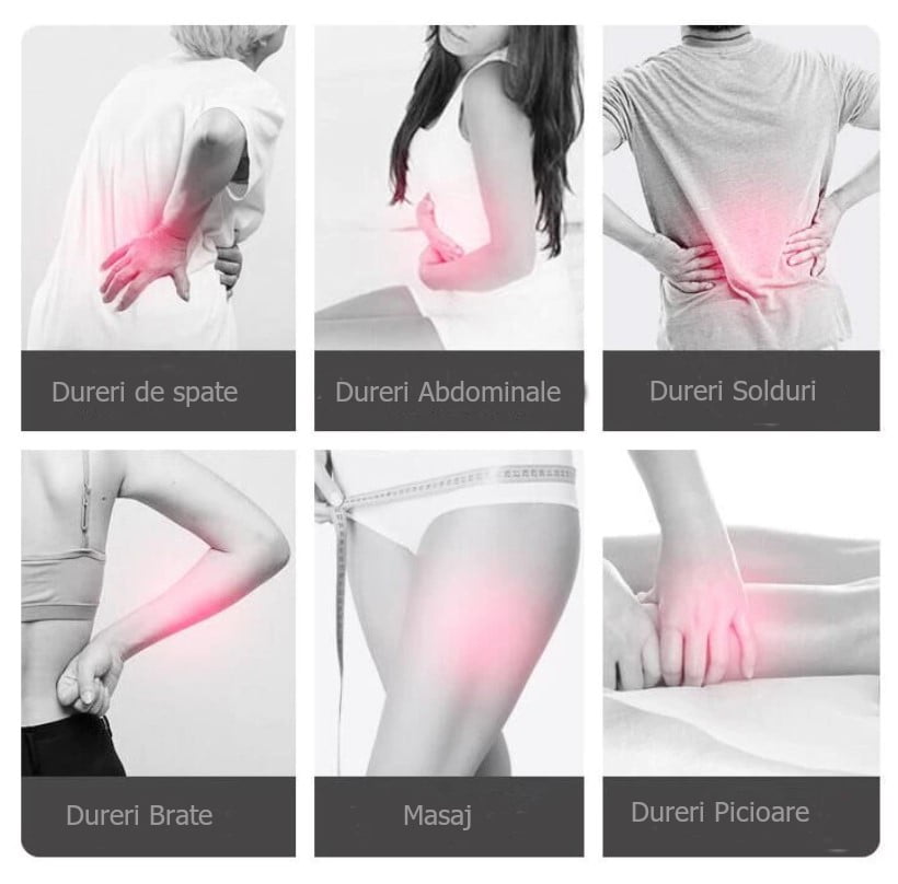 Aparat masaj pentru spate, umeri, picioare, maini, zona cervicala, abdomen, cu 6 capete detasabile, 24 W