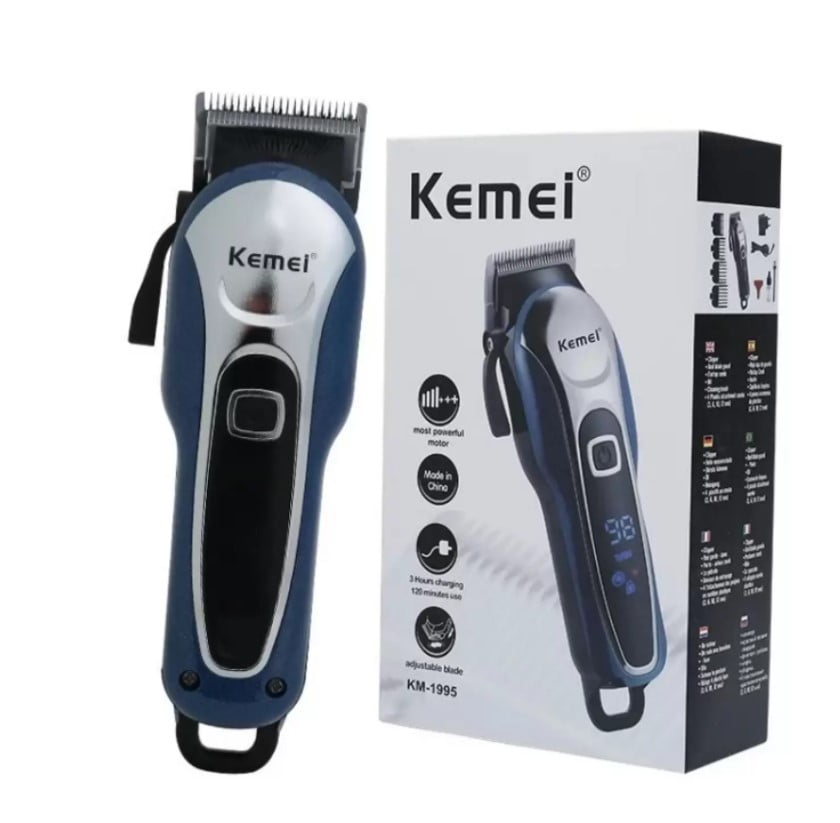 Aparat de tuns profesional Kemei cu acumulator, display LCD