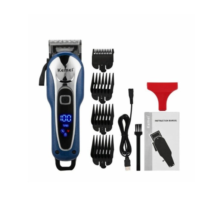 Aparat de tuns profesional Kemei cu acumulator, display LCD
