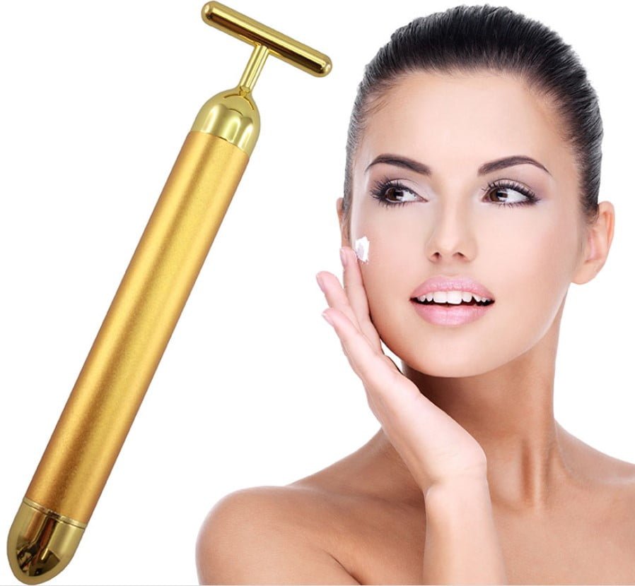 Aparat masaj facial anti - rid, energy beauty bar, 24K gold, efect de lifting si revitalizare a tenului electric - BUZ.RO