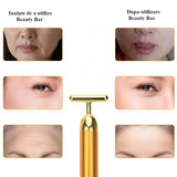 Aparat masaj facial anti - rid, energy beauty bar, 24K gold, efect de lifting si revitalizare a tenului electric - BUZ.RO