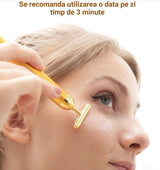 Aparat masaj facial anti - rid, energy beauty bar, 24K gold, efect de lifting si revitalizare a tenului electric - BUZ.RO