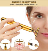 Aparat masaj facial anti - rid, energy beauty bar, 24K gold, efect de lifting si revitalizare a tenului electric - BUZ.RO
