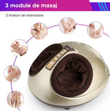 Aparat masaj picioare Shiatsu, cu incalzire, presoterapie, intensitate ajustabila, telecomanda, maro