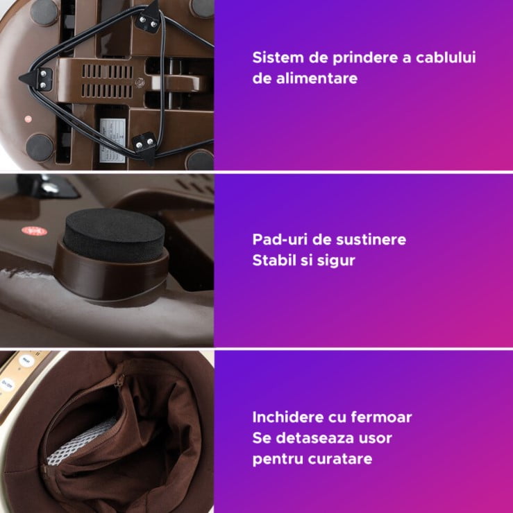 Aparat masaj picioare Shiatsu, cu incalzire, presoterapie, intensitate ajustabila, telecomanda, maro
