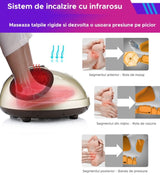 Aparat masaj picioare Shiatsu, cu incalzire, presoterapie, intensitate ajustabila, telecomanda, maro - BUZ.RO