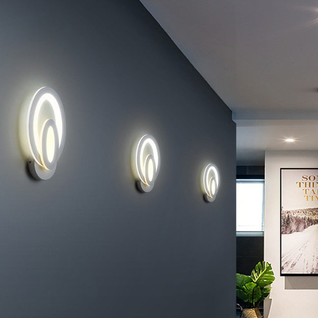 Aplica LED Circle, 2 cercuri, 3 tipuri de lumini, intensitate reglabila, 20x24cm, design unic si modern, calitate premium, alba