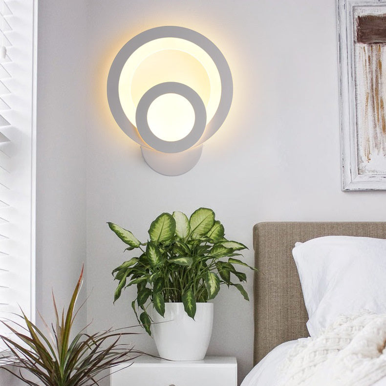 Aplica LED Circle, 2 cercuri, 3 tipuri de lumini, intensitate reglabila, 20x24cm, design unic si modern, calitate premium, alba