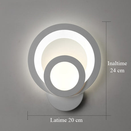 Aplica LED Circle, 2 cercuri, 3 tipuri de lumini, intensitate reglabila, 20x24cm, design unic si modern, calitate premium, alba