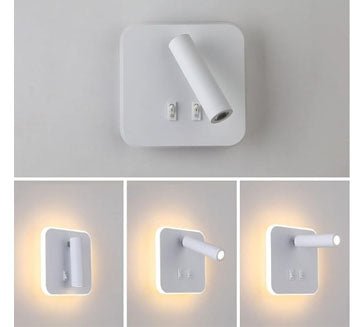 Aplica perete, spot luminos, lumina ambientala, port usb, 145x145 mm, slim, design modern - BUZ.RO