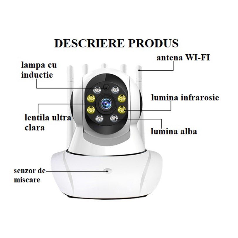 Baby monitor, camera supraveghere, wireless, rotatie de 360, monitorizare bebelusi, video si audio, LED - uri noapte IR, bidirectionala, Full HD, senzor miscare, alb - BUZ.RO