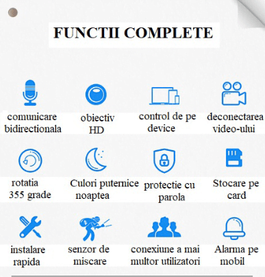 Baby monitor, camera supraveghere, wireless, rotatie de 360, monitorizare bebelusi, video si audio, LED - uri noapte IR, bidirectionala, Full HD, senzor miscare, alb - BUZ.RO