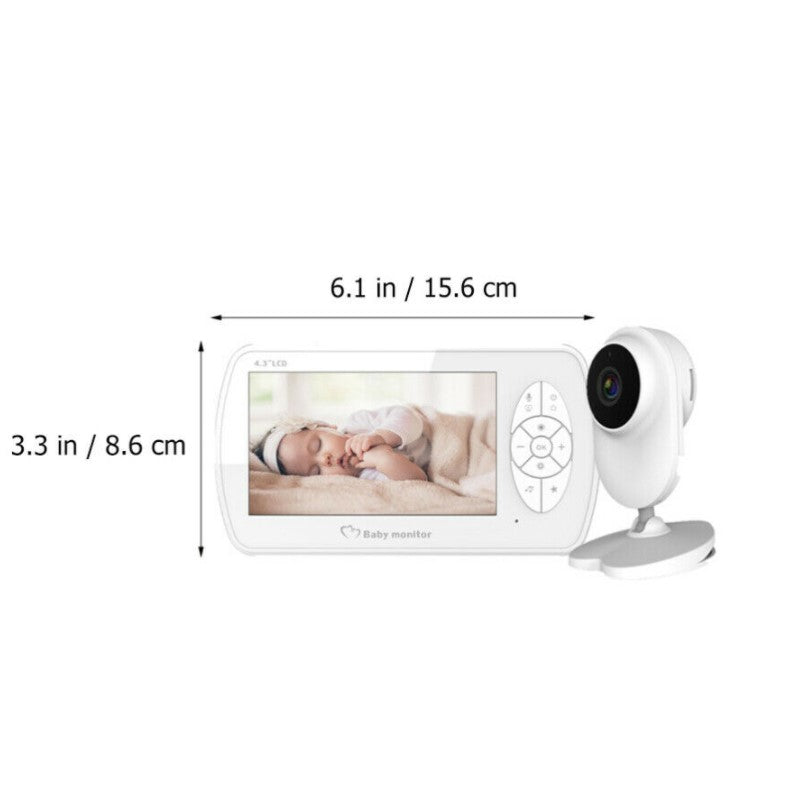 Baby monitor pentru camera copilului , Wireless , HD 1080P si 4.3 inch, audio, bidirectional, senzori, viziune de noapte IR, 6 cantece, alb