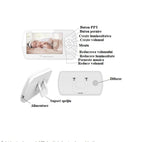 Baby monitor pentru camera copilului , Wireless , HD 1080P si 4.3 inch, audio, bidirectional, senzori, viziune de noapte IR, 6 cantece, alb