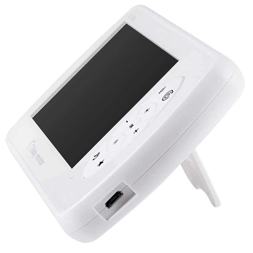 Baby monitor pentru camera copilului , Wireless , HD 1080P si 4.3 inch, audio, bidirectional, senzori, viziune de noapte IR, 6 cantece, alb - BUZ.RO