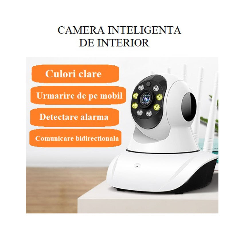 Baby monitor, camera supraveghere, wireless, rotatie de 360, monitorizare bebelusi, video si audio, LED-uri noapte IR, bidirectionala, Full HD, senzor miscare, alb