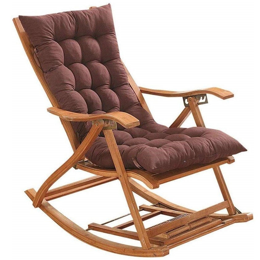 Balansoar de lemn, scaun balansoar interior si exterior, cu cadru lemn rezistent, cu perna maro, dimensiuni 122x79x46cm - BUZ.RO