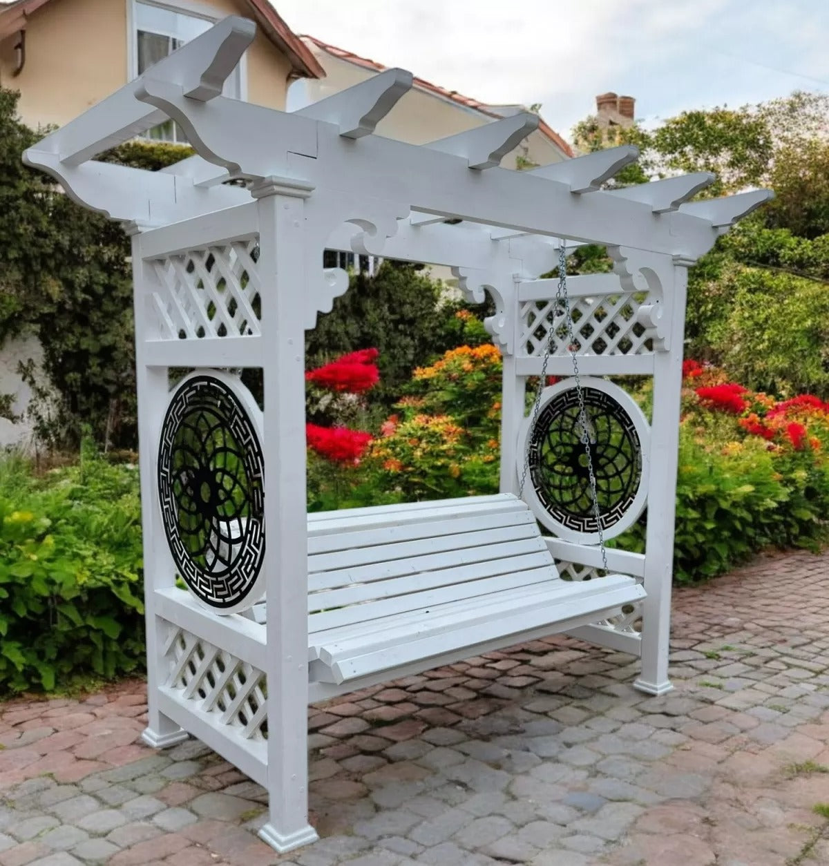 Balansoar gradina leagan lemn pentru curte terasa tip pergola, 2 locuri