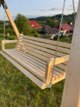 Balansoar / leagan gradina cu structura din lemn de brad, cu conectori metalici, rustic, 3 persoane, set pentru terasa / curte, culoare natur, 150 KG - BUZ.RO