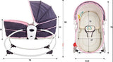 Balansoar pentru bebe, leagan 5in1, multifunctional, carusel muzical inclus, vibratii, plasa de tantari, spatar reglabil, mov - BUZ.RO
