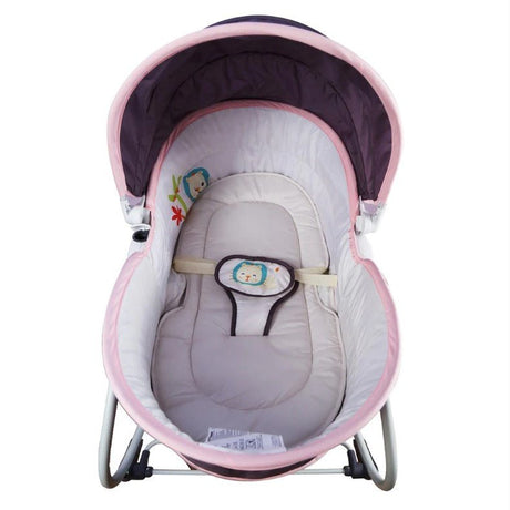 Balansoar pentru bebe, leagan 5in1, multifunctional, carusel muzical inclus, vibratii, plasa de tantari, spatar reglabil, mov - BUZ.RO