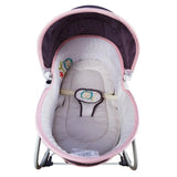 Balansoar pentru bebe, leagan 5in1, multifunctional, carusel muzical inclus, vibratii, plasa de tantari, spatar reglabil, mov - BUZ.RO
