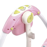 Balansoar pentru bebe, leagan electric, muzical, cu bara de activitati, telecomanda, timer, centura siguranta, roz - BUZ.RO