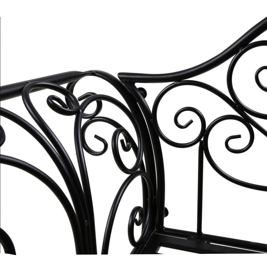 Banca pentru gradina, exterior, din metal, pentru 2 persoane, cu spatar, din fonta, neagra - BUZ.RO