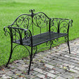 Banca pentru gradina, exterior, din metal, pentru 2 persoane, cu spatar, din fonta, neagra - BUZ.RO