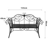 Banca pentru gradina, exterior, din metal, pentru 2 persoane, cu spatar, din fonta, neagra