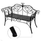Banca pentru gradina, exterior, din metal, pentru 2 persoane, cu spatar, din fonta, neagra