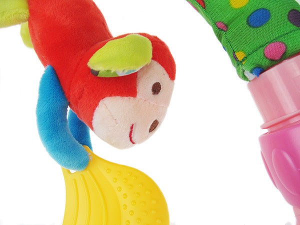 Bara de activitati cu jucarii senzoriale pentru bebelusi, balansoar, patut sau carucior, bufnita, papagal, gaina - BUZ.RO