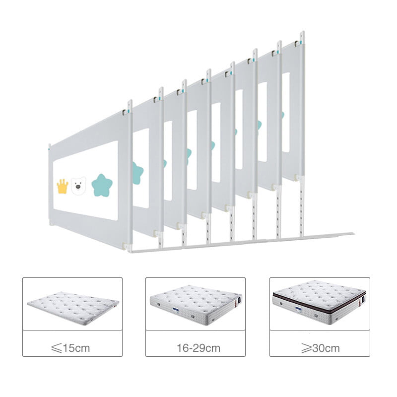 Bariera protectie pat, aparatoare patut, copii, inaltime reglabila, culisanta, lungime, gri, 150cm,180cm, 200cm - BUZ.RO