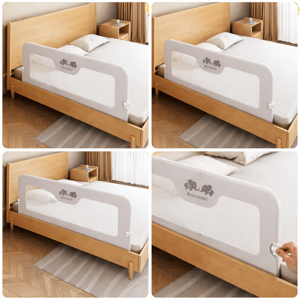 Bariera protectie pat, aparatoare patut, copii, lungime 150 cm, gri - BUZ.RO