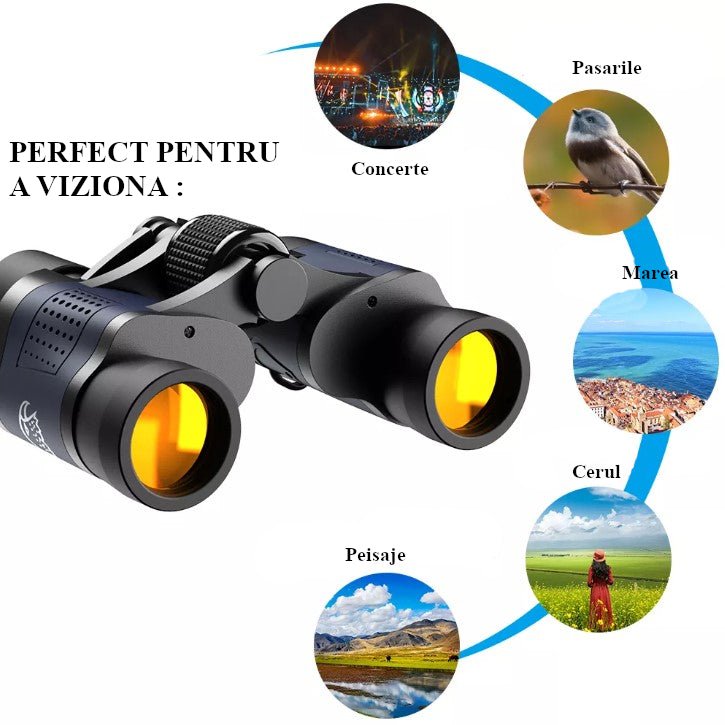 Binoclu profesional, pentru drumetii, excursii, sport, vanatoare, meci fotbal, concert, cu protectie pentru ochi - BUZ.RO