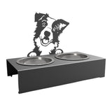 Bol pentru mancare si apa catei , din inox cu decor in forma de catel 48x40x23 cm