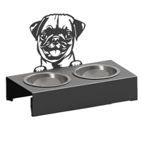 Bol pentru mancare si apa catei , din inox cu decor in forma de catel 25x32x17 cm