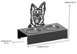 Bol pentru mancare si apa catei , din inox cu decor in forma de catel 48x40x23 cm