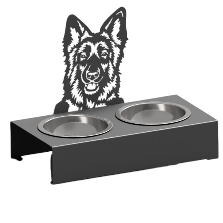 Bol pentru mancare si apa catei , din inox cu decor in forma de catel 48x40x23 cm