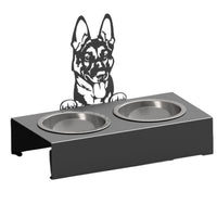 Set bol | castroane pentru mancare si apa caini si pisici |adapatoare din inox 2 bucati cu cadru metalic 48x40x23 cm