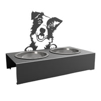 Set bol | castroane pentru mancare si apa caini si pisici |adapatoare din inox 2 bucati cu cadru metalic 48x40x23 cm