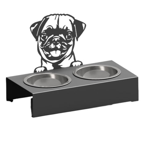 Bol pentru mancare si apa catei , din inox cu decor in forma de catel 40x48x23 cm - BUZ.RO