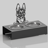 Bol pentru mancare si apa catei , din inox cu decor in forma de catel 48x40x23 cm - BUZ.RO